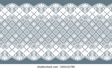 Wide luxury Lace Ribbon Trim With Rhombus Pattern.