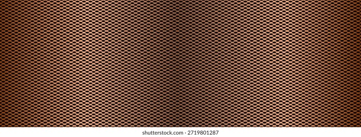 Wide metallic copper or bronze gradient speaker grill metal mesh vector background