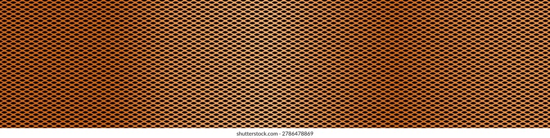 Wide metallic copper or bronze gradient speaker grill metal mesh vector background
