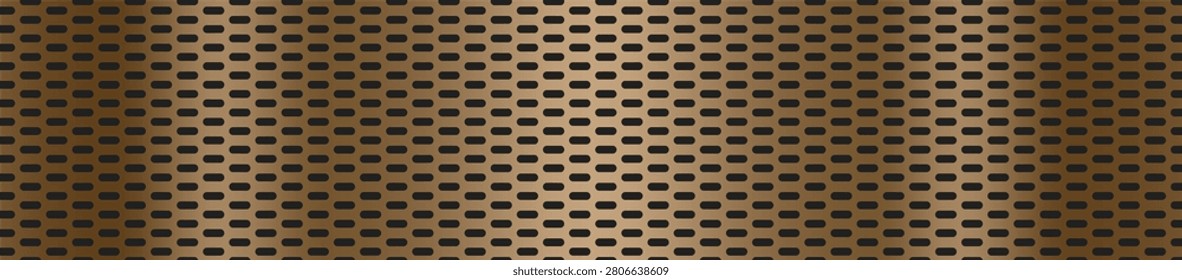 Wide metallic copper or bronze gradient speaker grill metal mesh vector background