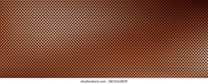 Wide metallic copper or bronze gradient speaker grill metal mesh vector background