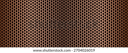 Wide metallic copper or bronze gradient speaker grille or metal mesh vector background