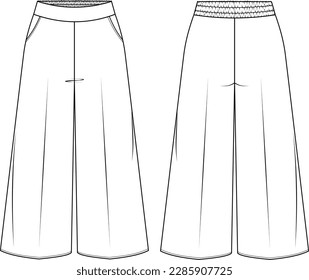 wide midi pants flat sketch