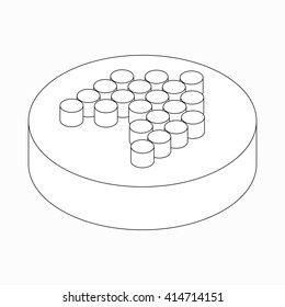 Wide modern dots arrow icon, isometric 3d style