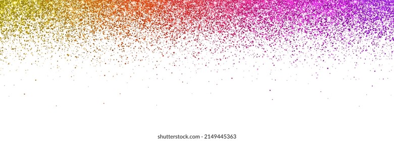 Wide multicolor falling particles on white background. Vector