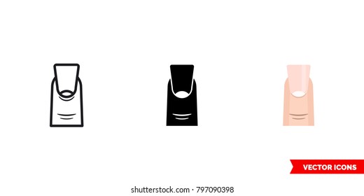 Wide nail icon of 3 types: color, black and white, outline. Isolated vector sign symbol.