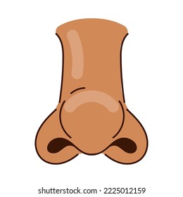 Wide nose of Black person with round tip cartoon illustration. Nose of African American person with big nostrils, human face part on white background. Rhinoplasty, anatomy, surgery, medicine concept