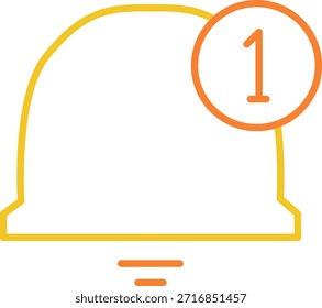 Wide notification bell icon with number one