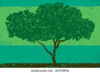 Wide Oak tree,
An oak tree over a distressed background. The tree and background are on separate labeled layers.