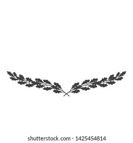 Wide oak wreath vector icon isolated on white
