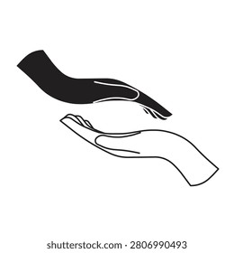 Wide open hand gesture, isolated on blank editable background, symbol of giving and receiving.