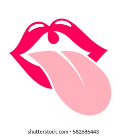 Wide open mouth icon on white background. Tongue vector icon.