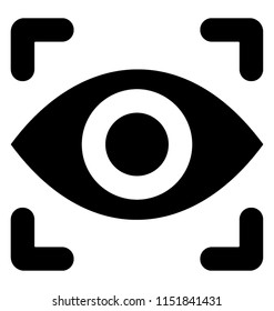 
A wide opened eye with inside a focal square making sense for focus icon 
