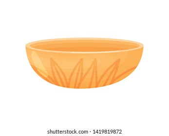 Wide orange bowl. Vector illustration on white background.