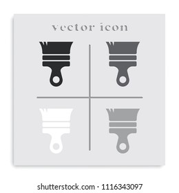 Wide paint brush flat black and white vector icon.