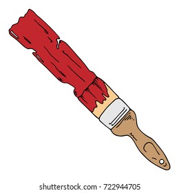 A wide paint brush with a painted strip of paint. vector illustration.