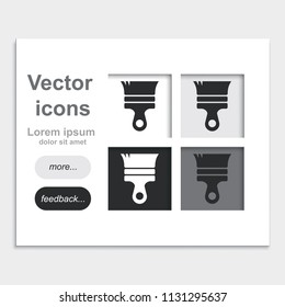 Wide paint brush placed on web page template flat vector icon.