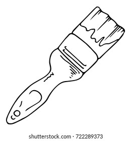 Wide paintbrush. Brush in paint. vector illustration.