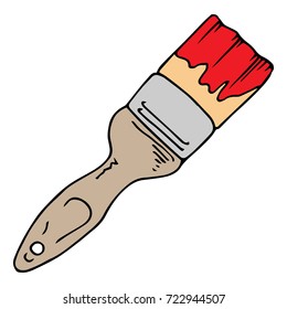 Wide paintbrush. Brush in paint. vector illustration.