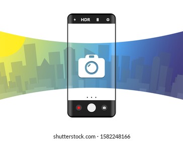 Wide Panorama Mobile Phone Camera Mode Illustration Vector