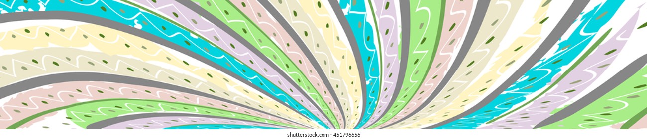 Wide panoramic authentic colorful border, vector illustration