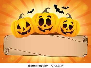 Wide parchment and Halloween pumpkins 1 - eps10 vector illustration.