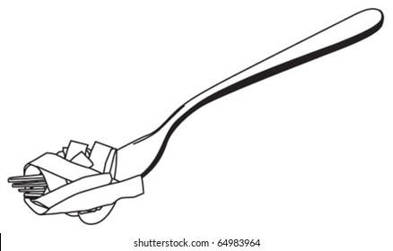 wide pasta on a fork