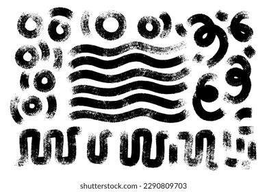 Wide pastel hand drawn scribble vector set. Childish drawing. Hand draws calligraphy swirls. Curly brush strokes, scrawls as graphic design elements set.