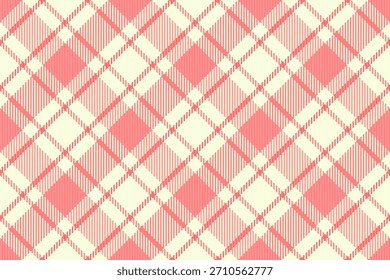 Wide plaid textile background, flowing seamless pattern texture. Velvet vector check fabric tartan in light and red colors palette.