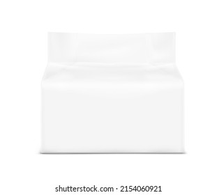 Wide Plastic Bag With A High Handle Mockup. Vector Illustration Isolated On White Background. Ready For Your Design. Suite For The Presentation Of Diaper, Wet Wipes, Foods, Household, Pets And Etc. EP