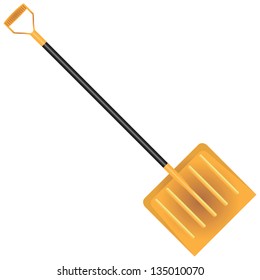Wide plastic snow shovels. Vector illustration. Seasonal work.