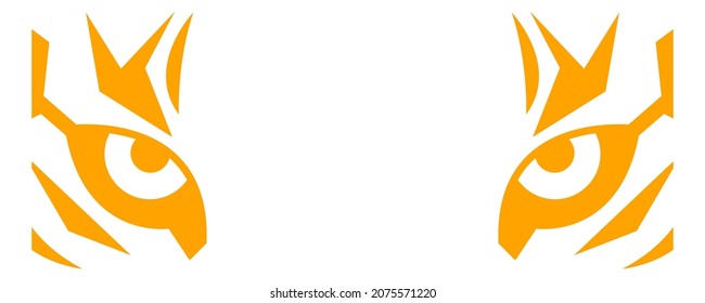 Wide poster with tiger eyes. Sticker with big cat. Print for T-shirt. Vector background with animal