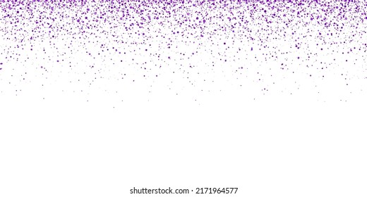 Wide purple glitter confetti on white background. Vector