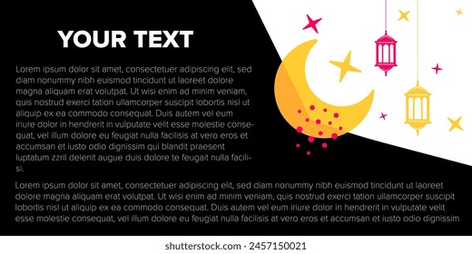 wide ramadan greeting card with abstract shape background template and blank space for text