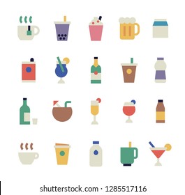 A wide range of drinks menu. Icon set of simple shape style illustration. flat design vector graphic style.