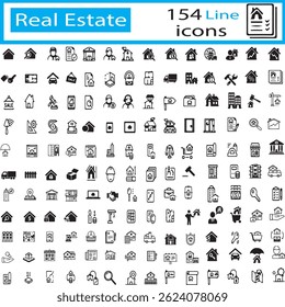 Wide range of property themes including houses, buildings, maps, keys, rent, sale, agents, contracts, and more- fully editable and scalable, delivered in high-quality EPS format.