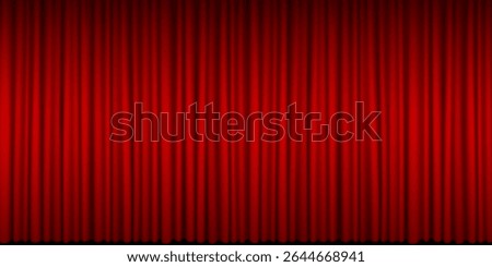 Wide red theater curtain texture. Vector