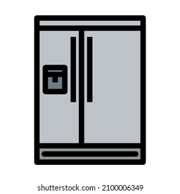 Icono de gran refrigerador. Contorno de negrita editable con diseño de relleno de color. Ilustración vectorial.