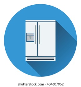 Wide refrigerator icon. Flat design. Vector illustration.