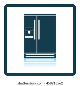 Wide refrigerator icon. Shadow reflection design. Vector illustration.