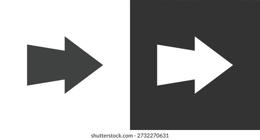 Wide Right Arrow icon set. Solid glyph series icons