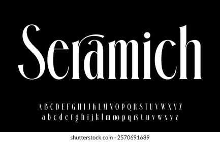 Wide sans serif font for automotive, industrial, sport, esports, fashion and technological industries. Modern typeface, elegant semibold alphabet for logo, lettering, and headline. Vector typography