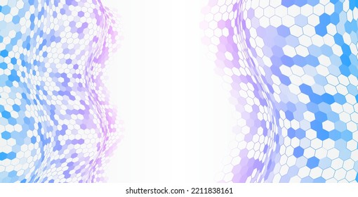 Wide Sci fi template with polygons. Abstract hexagons science on the grey background. Hi-tech digital technology and engineering concept.