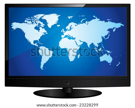 Wide screen television with world map
