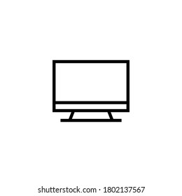 Pantalla ancha Icono de TV en icono de estilo de línea negra, estilo aislado en fondo blanco