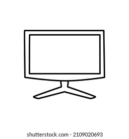 Wide screen TV Icon in black line style icon, style isolated on white background