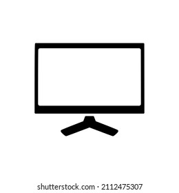 Icono de TV de pantalla ancha en glifo plano negro, estilo relleno aislado en fondo blanco