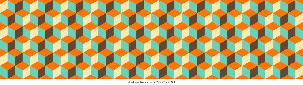 Wide Seamless Tiling Abstract Geometric Vintage Retro Vector Banner Background Pattern Web Header
