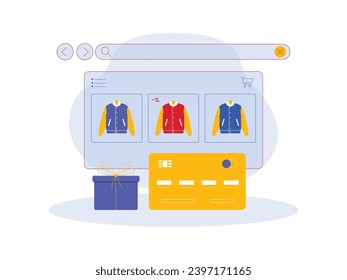 Wide selection of products with special prices for credit card use, cyber Monday vector illustration.