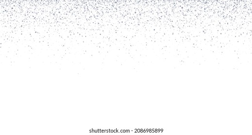 Wide silver glitter confetti on white background. Vector